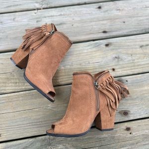 Dolce Vita Open Toe Fringe Booties